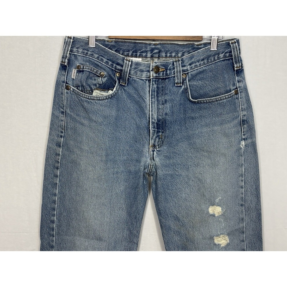 Carhartt Men's 34x32 Jeans Straight Traditional Fit Blue Medium Denim B480 DVB